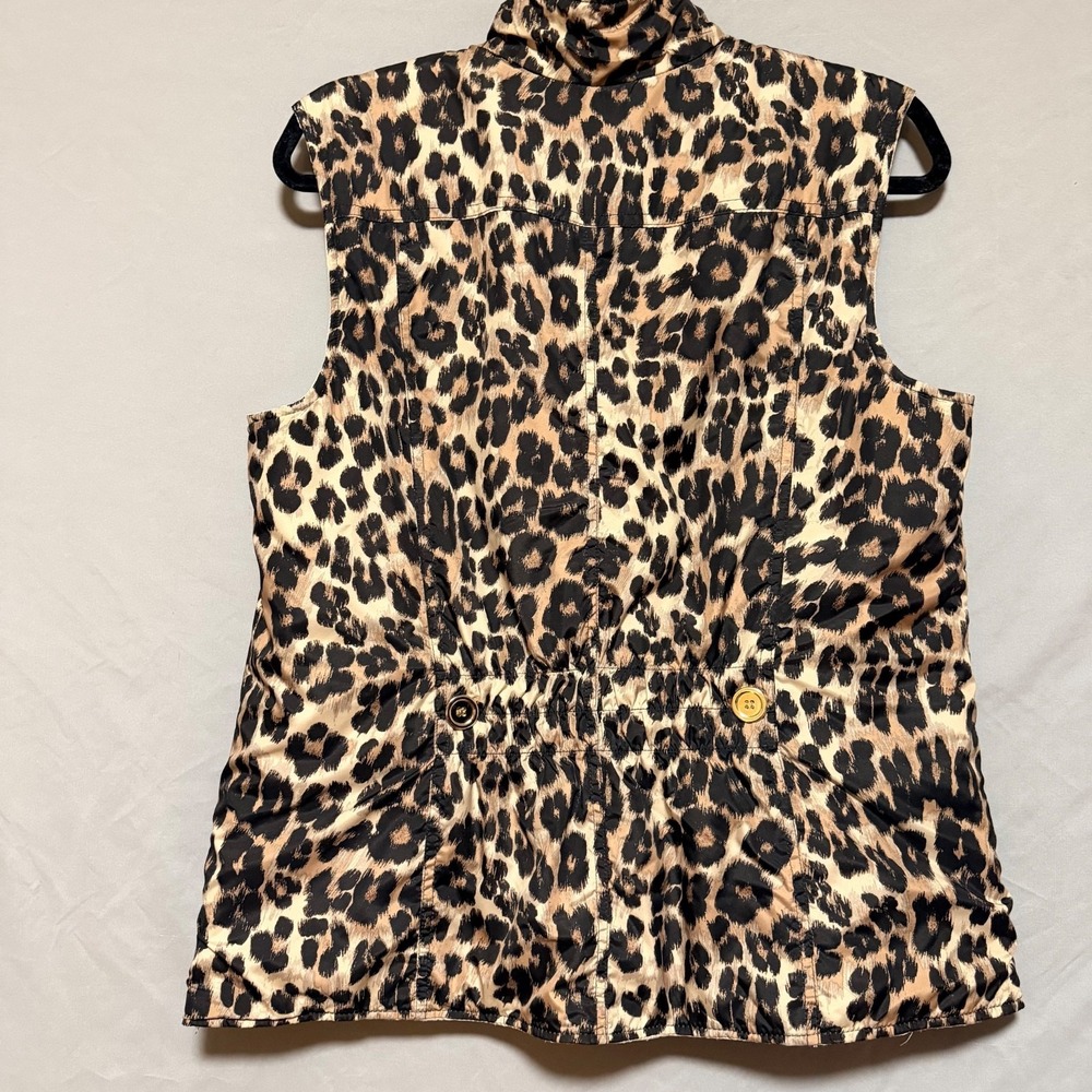 Charter Club Reversible Vest Leopard Print/Beige Soft Pockets Quilted Zip Sz XL - Picture 8 of 13
